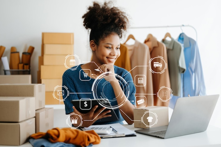 Cashier using retail POS software