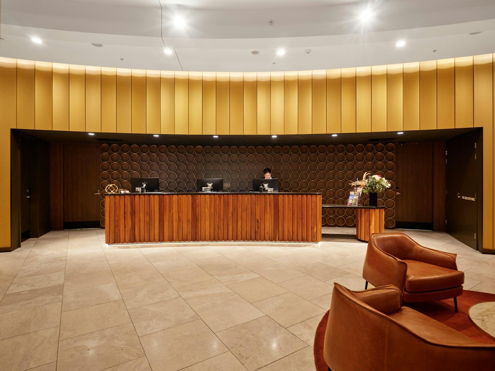 Hotel front desk check-in